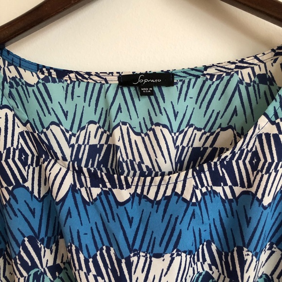 🌿 3 for $20 Blue abstract dress cinched waist - Picture 3 of 8